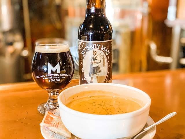 Beer cheese soup paired with Wobbily Man ale